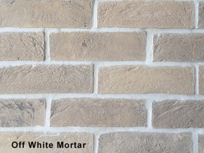 Weathered Sand Stock Brick Slip Off White Mortar