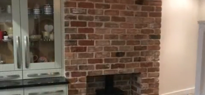 Finished reclaimed brick slip chimney breast
